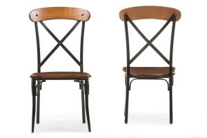 Baxton Studio Broxburn Light Brown Wood & Metal Dining Chair - Set of 2