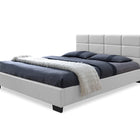 Baxton Studio Vivaldi Modern and Contemporary White Faux Leather Padded Platform Base Full Size Bed Frame
