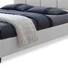 Baxton Studio Vivaldi Modern and Contemporary White Faux Leather Padded Platform Base Queen Size Bed Frame