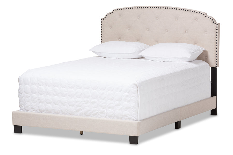 Baxton Studio Lexi Modern and Contemporary Light Beige Fabric Upholstered King Size Bed