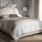 Baxton Studio Lexi Modern and Contemporary Light Beige Fabric Upholstered Queen Size Bed