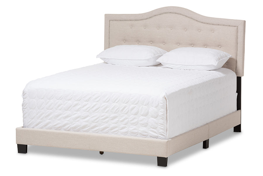 Baxton Studio Emerson Modern and Contemporary Light Beige Fabric Upholstered King Size Bed