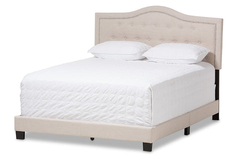 Baxton Studio Emerson Modern and Contemporary Light Beige Fabric Upholstered Full Size Bed