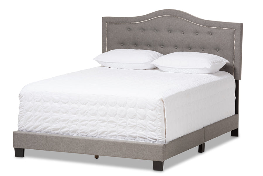 Baxton Studio Emerson Modern and Contemporary Light Grey Fabric Upholstered Queen Size Bed