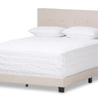 Baxton Studio Hampton Modern and Contemporary Light Beige Fabric Upholstered Queen Size Bed