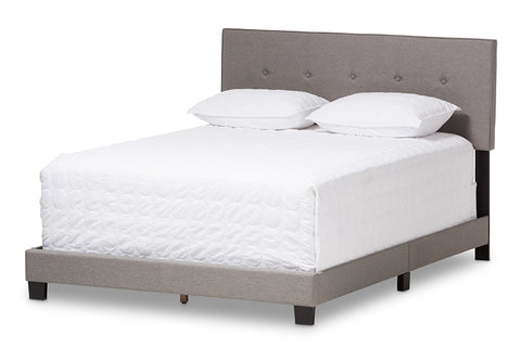 Baxton Studio Hampton Modern and Contemporary Light Grey Fabric Upholstered Queen Size Bed