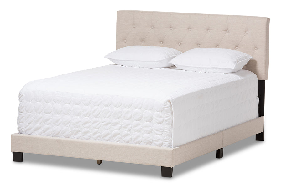 Baxton Studio Cassandra Modern and Contemporary Light Beige Fabric Upholstered Full Size Bed