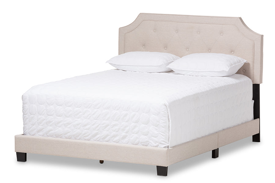 Baxton Studio Willis Modern and Contemporary Light Beige Fabric Upholstered King Size Bed