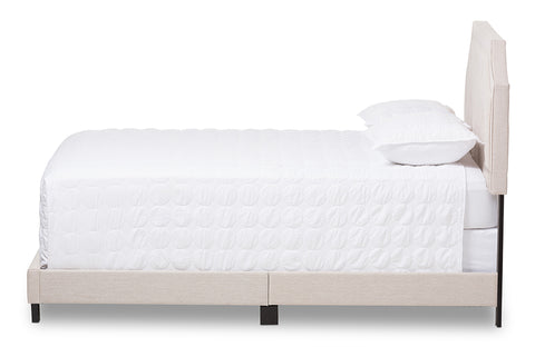 Baxton Studio Willis Modern and Contemporary Light Beige Fabric Upholstered Queen Size Bed