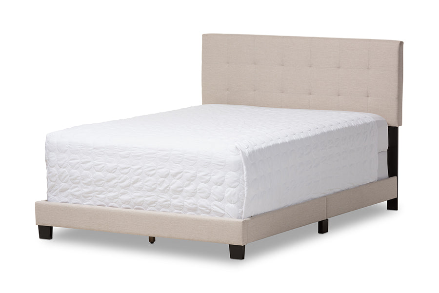 Baxton Studio Brookfield Modern and Contemporary Beige Fabric Upholstered Grid-tufting King Size Bed