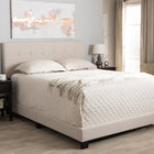 Baxton Studio Brookfield Modern and Contemporary Beige Fabric Upholstered Grid-tufting Queen Size Bed