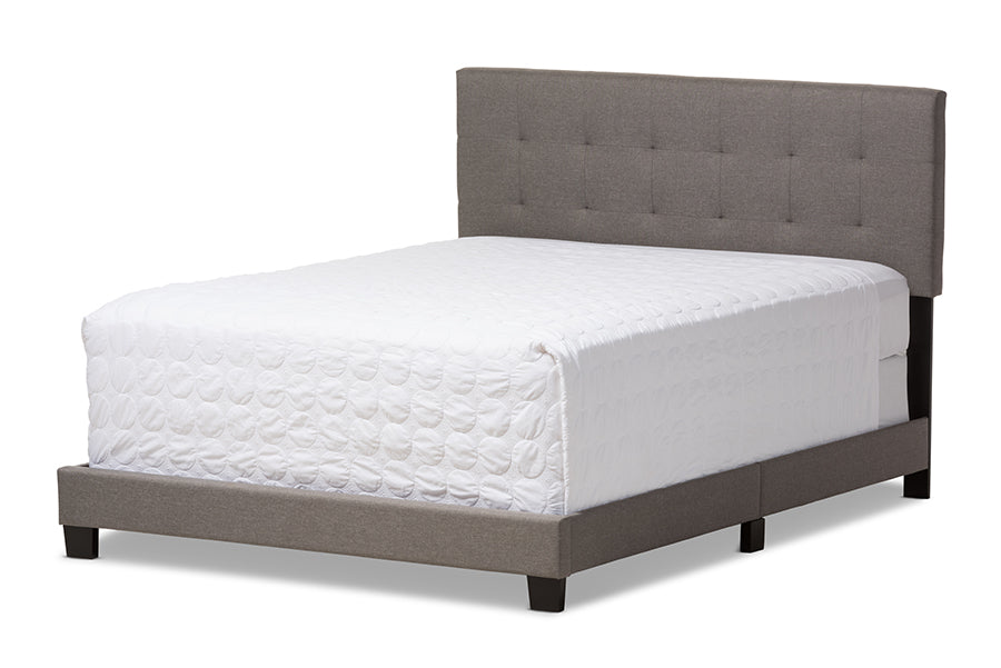 Baxton Studio Brookfield Modern and Contemporary Grey Fabric Upholstered Grid-tufting Full Size Bed