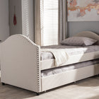 Baxton Studio Alessia Modern and Contemporary Beige Fabric Upholstered Daybed with Guest Trundle Bed