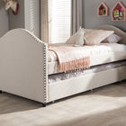 Baxton Studio Alessia Modern and Contemporary Beige Fabric Upholstered Daybed with Guest Trundle Bed
