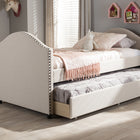 Baxton Studio Alessia Modern and Contemporary Beige Fabric Upholstered Daybed with Guest Trundle Bed