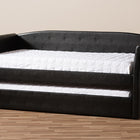 Baxton Studio Camino Modern and Contemporary Black Faux Leather Upholstered Daybed with Guest Trundle Bed