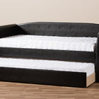 Baxton Studio Camino Modern and Contemporary Black Faux Leather Upholstered Daybed with Guest Trundle Bed