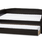 Baxton Studio Camino Modern and Contemporary Black Faux Leather Upholstered Daybed with Guest Trundle Bed