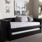 Baxton Studio Camino Modern and Contemporary Black Faux Leather Upholstered Daybed with Guest Trundle Bed