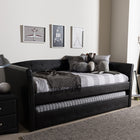 Baxton Studio Camino Modern and Contemporary Black Faux Leather Upholstered Daybed with Guest Trundle Bed