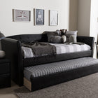 Baxton Studio Camino Modern and Contemporary Black Faux Leather Upholstered Daybed with Guest Trundle Bed