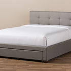 Baxton Studio Brandy Modern and Contemporary Grey Fabric Upholstered Queen Size Platform Bed with Storage Drawer