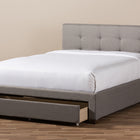 Baxton Studio Brandy Modern and Contemporary Grey Fabric Upholstered Queen Size Platform Bed with Storage Drawer