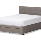 Baxton Studio Brandy Modern and Contemporary Grey Fabric Upholstered Queen Size Platform Bed with Storage Drawer