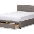 Baxton Studio Brandy Modern and Contemporary Grey Fabric Upholstered Queen Size Platform Bed with Storage Drawer