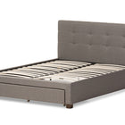 Baxton Studio Brandy Modern and Contemporary Grey Fabric Upholstered Queen Size Platform Bed with Storage Drawer