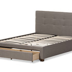 Baxton Studio Brandy Modern and Contemporary Grey Fabric Upholstered King Size Platform Bed with Storage Drawer