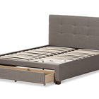 Baxton Studio Brandy Modern and Contemporary Grey Fabric Upholstered Queen Size Platform Bed with Storage Drawer