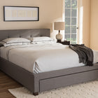 Baxton Studio Brandy Modern and Contemporary Grey Fabric Upholstered Queen Size Platform Bed with Storage Drawer