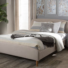 Baxton Studio Mia Mid-Century Light Beige Fabric Upholstered Queen Size Platform Bed