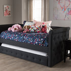 Baxton Studio Alena Modern and Contemporary Dark Grey Fabric Daybed with Trundle