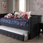 Baxton Studio Alena Modern and Contemporary Dark Grey Fabric Daybed with Trundle