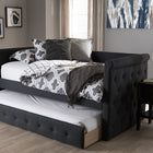 Baxton Studio Alena Modern and Contemporary Dark Grey Fabric Daybed with Trundle