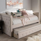Baxton Studio Alena Modern and Contemporary Light Beige Fabric Daybed with Trundle