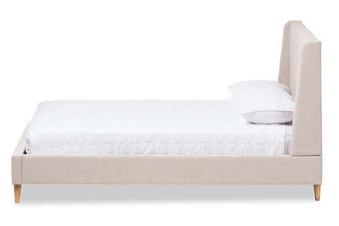 Baxton Studio Adelaide Retro Modern Light Beige Fabric Upholstered King Size Platform Bed