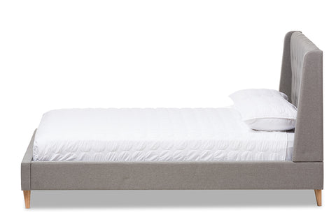 Baxton Studio Adelaide Retro Modern Light Grey Fabric Upholstered King Size Platform Bed