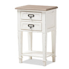 Baxton Studio Dauphine Provincial Style Weathered Oak and White Wash Distressed Finish Wood Nightstand