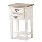 Baxton Studio Dauphine Provincial Style Weathered Oak and White Wash Distressed Finish Wood Nightstand