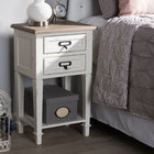 Baxton Studio Dauphine Provincial Style Weathered Oak and White Wash Distressed Finish Wood Nightstand