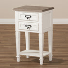 Baxton Studio Dauphine Provincial Style Weathered Oak and White Wash Distressed Finish Wood Nightstand