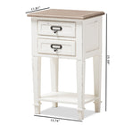 Baxton Studio Dauphine Provincial Style Weathered Oak and White Wash Distressed Finish Wood Nightstand