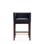 Manhattan Comfort Kingsley Mid-Century Modern Wood Upholstered Counter Stool in Black