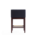 Manhattan Comfort Kingsley Mid-Century Modern Wood Upholstered Counter Stool in Black