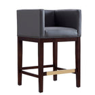 Manhattan Comfort Kingsley Mid-Century Modern Wood Upholstered Counter Stool in Gray