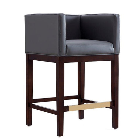 Manhattan Comfort Kingsley Mid-Century Modern Wood Upholstered Counter Stool in Gray