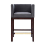 Manhattan Comfort Kingsley Mid-Century Modern Wood Upholstered Counter Stool in Gray